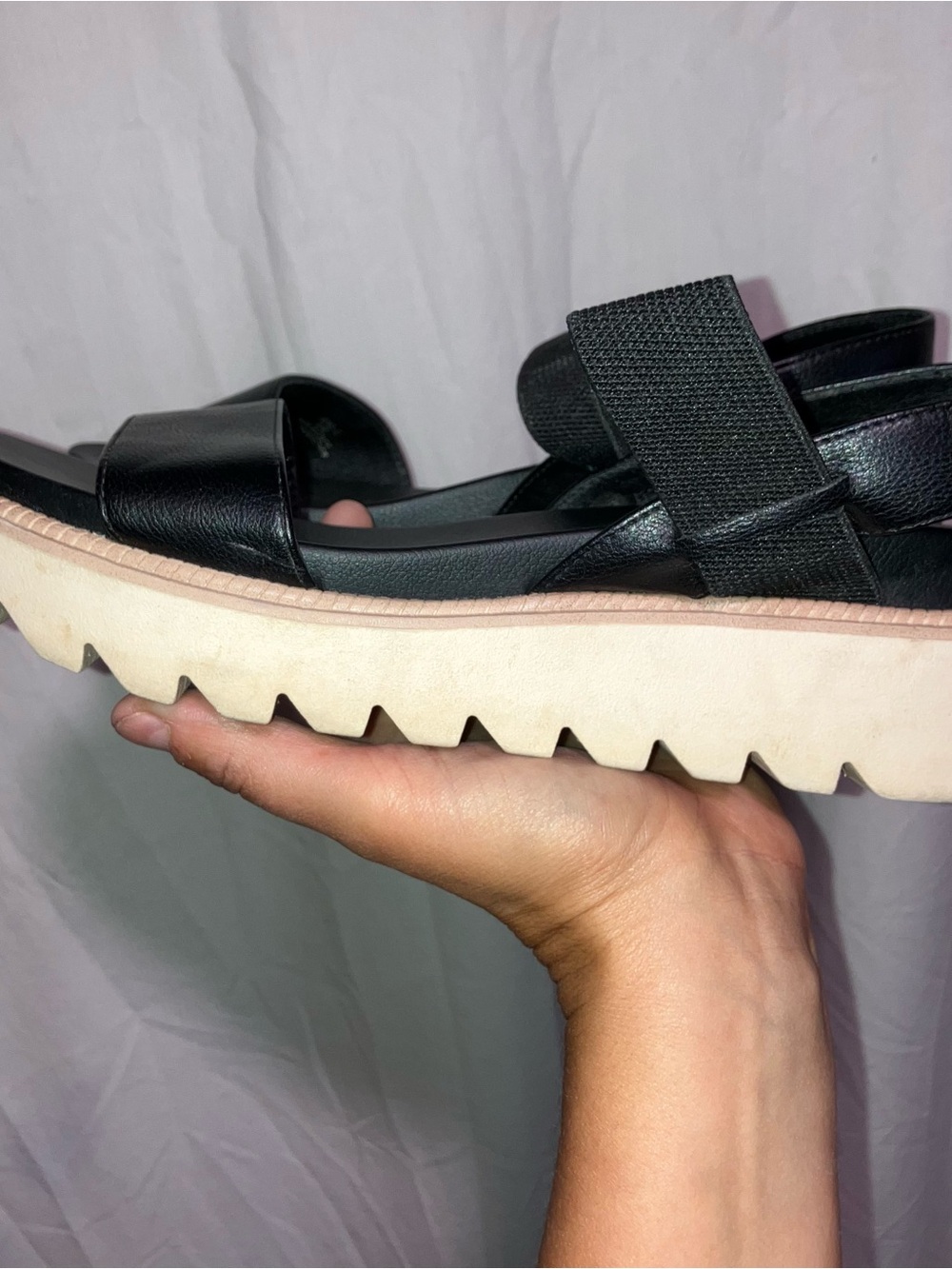 Mia Black Platform Sandal with Chunky Tread